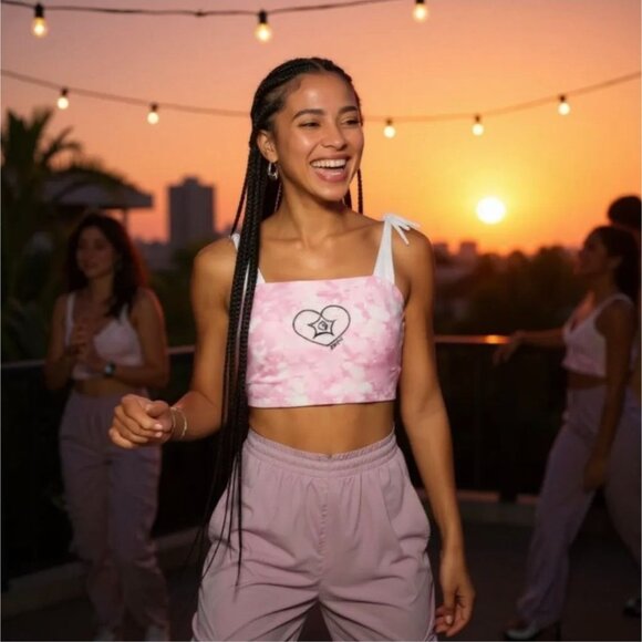 Yin Yang Tie Dye Pink & White Cami Top by Zemeta – Cosmic Balance Edition NWT M - Picture 2 of 6